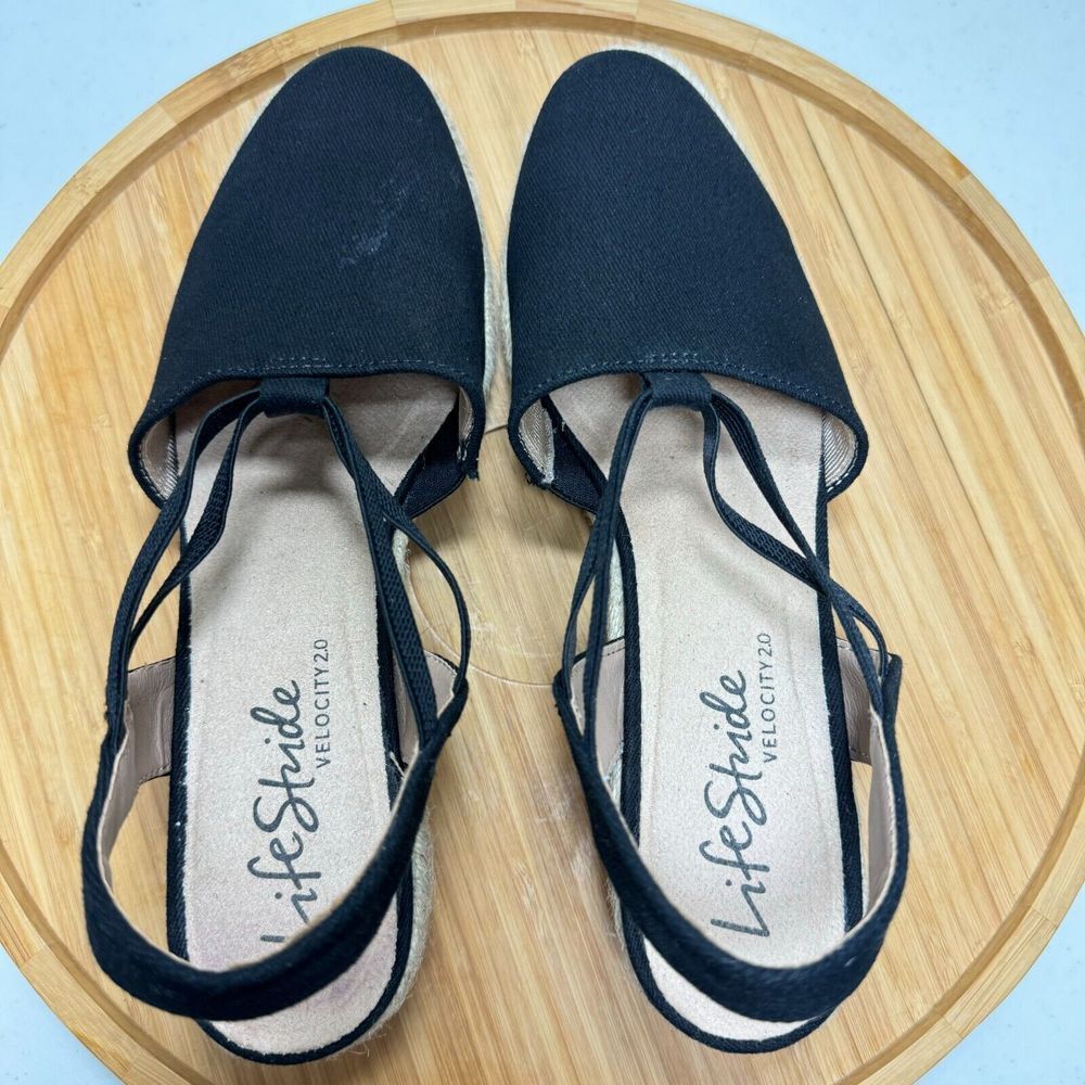 Black Espadrille Wedge Sandals - Picture 5 of 10